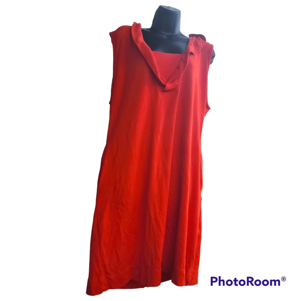 New York & Company Ruffle Neck Sleeveless Dress Size XXLARGE Orange.Chest 22"W - Picture 3 of 5